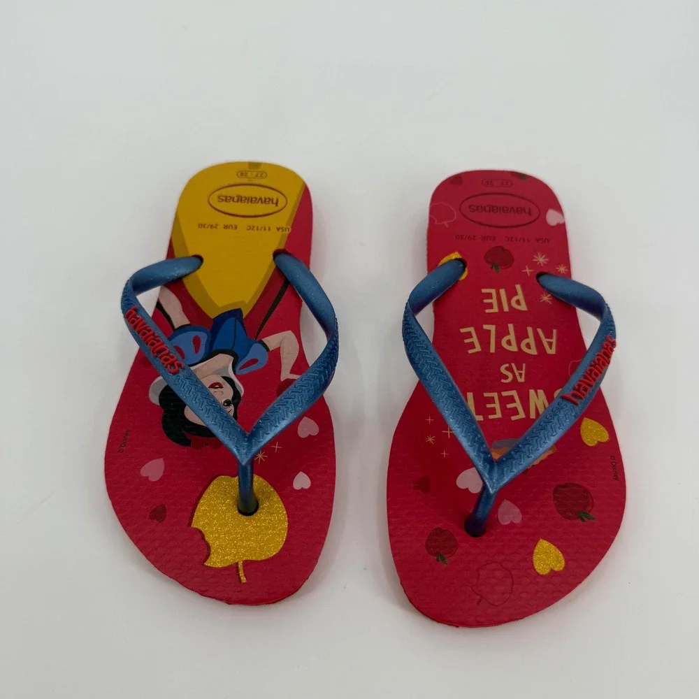 Havaianas Disney Snow White Red Flip Flops Girls Size 11/12C Sweet As Apple Pie